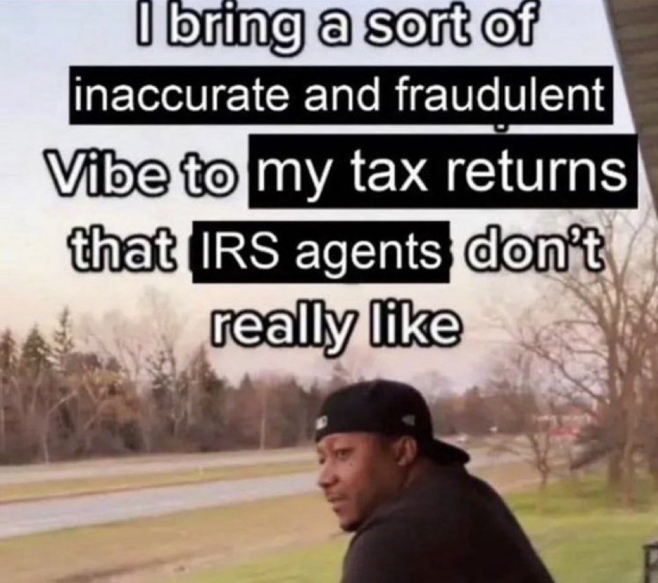 I bring a sort of innacurate and fradulent vibe to my tax returns IRS agents don't like